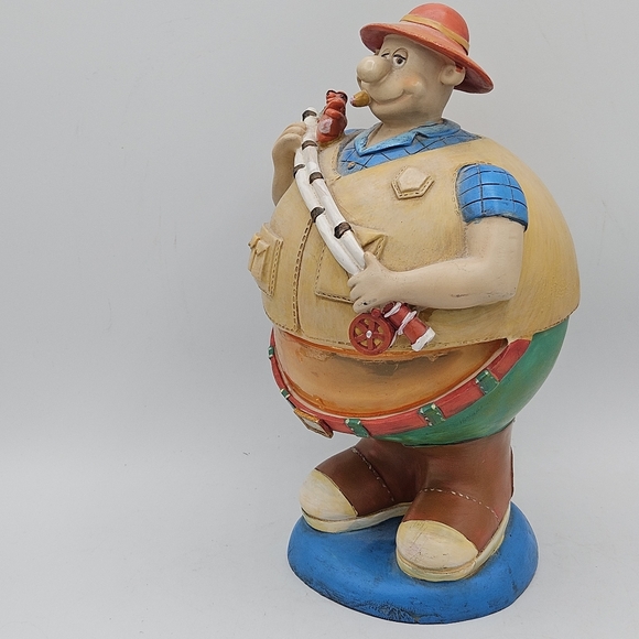 piggy bank~ Vintage unique big belly fisherman 10 in tall - Picture 8 of 13